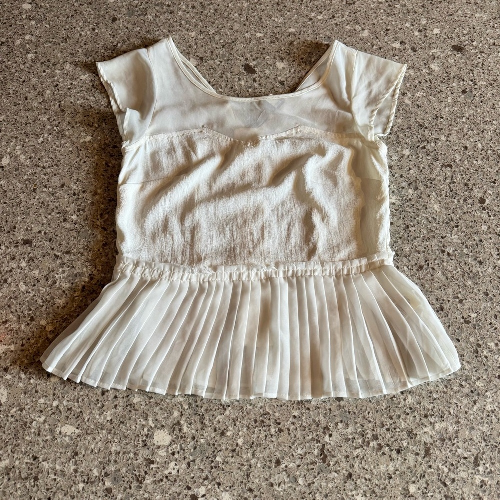 America Eagle l White Peplum Pleated Ruffle Women's Blouse l Size: XS